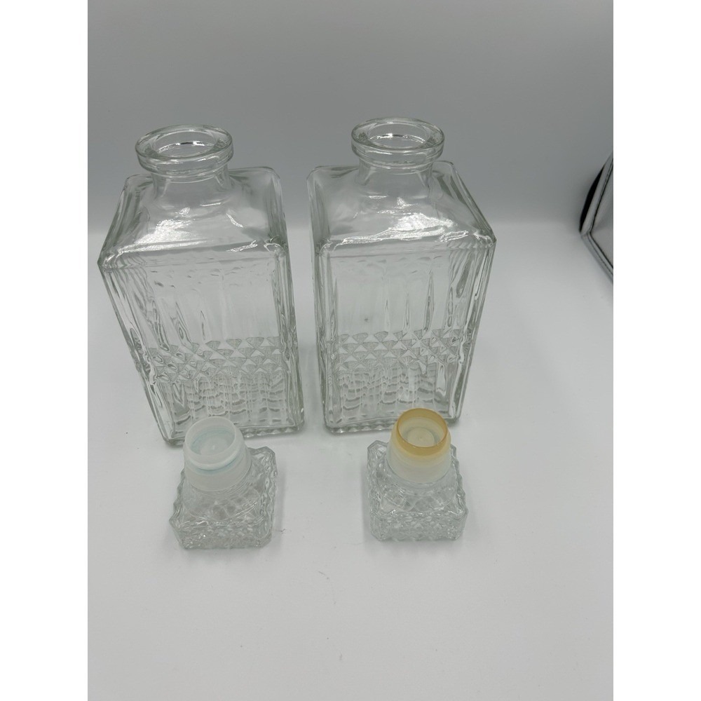 Vintage Glass  Decanter With round  Stoppers   -  2 Pcs two sets